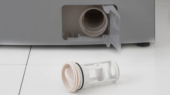 Filter to washing machine on floor